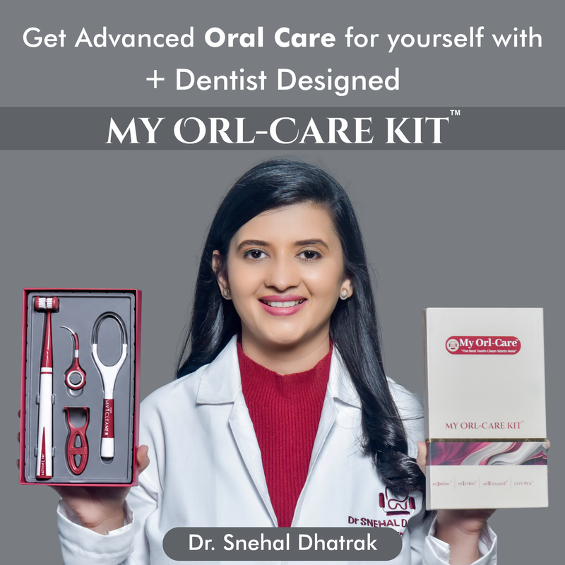 My Orl-Care Kit - Complete Daily Oral Hygiene Kit (3-Sided Manual Soft Bristle Toothbrush, Floss Picks, Tongue Cleaner, Toothpicks)