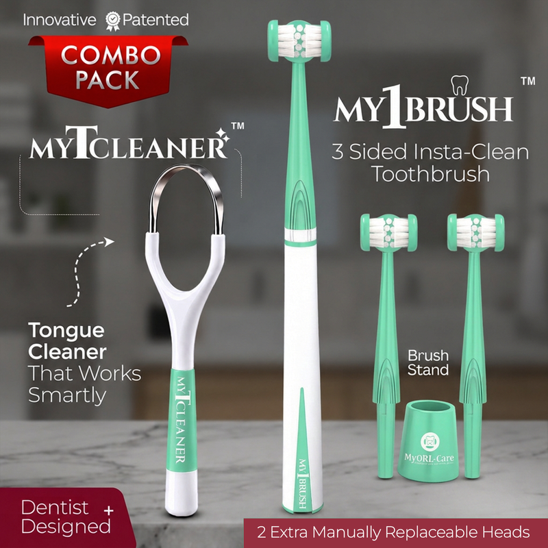 My1Brush + MyTCleaner Oral Care Combo | Toothbrush + Tongue Cleaner