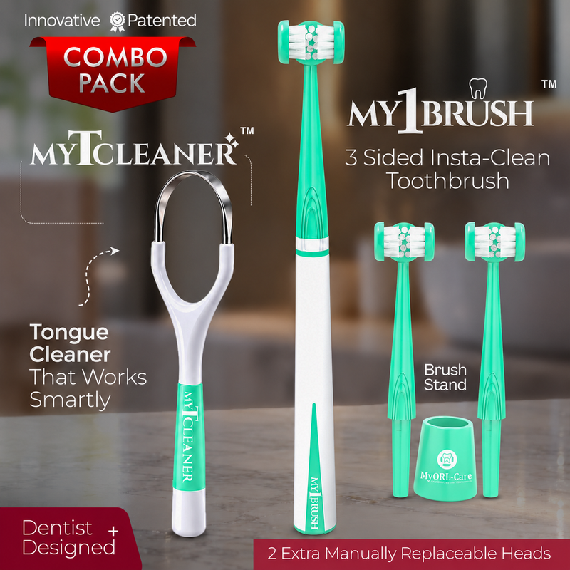 My1Brush + MyTCleaner Oral Care Combo | Toothbrush + Tongue Cleaner
