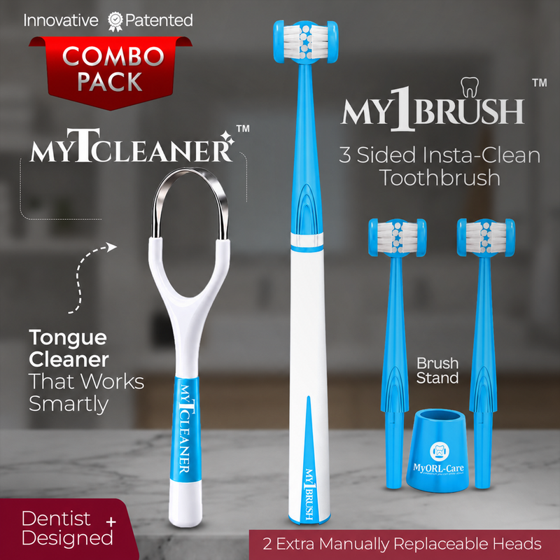 My1Brush + MyTCleaner Oral Care Combo | Toothbrush + Tongue Cleaner