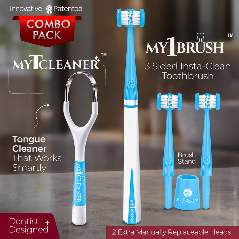 My1Brush + MyTCleaner Oral Care Combo | Toothbrush + Tongue Cleaner