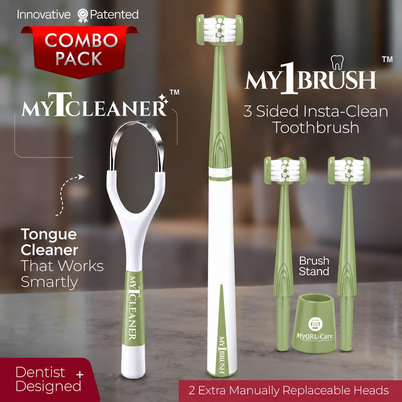 My1Brush + MyTCleaner Oral Care Combo | Toothbrush + Tongue Cleaner