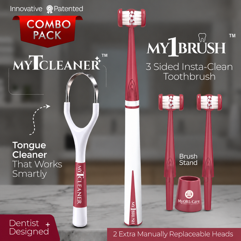 My1Brush + MyTCleaner Oral Care Combo | Toothbrush + Tongue Cleaner