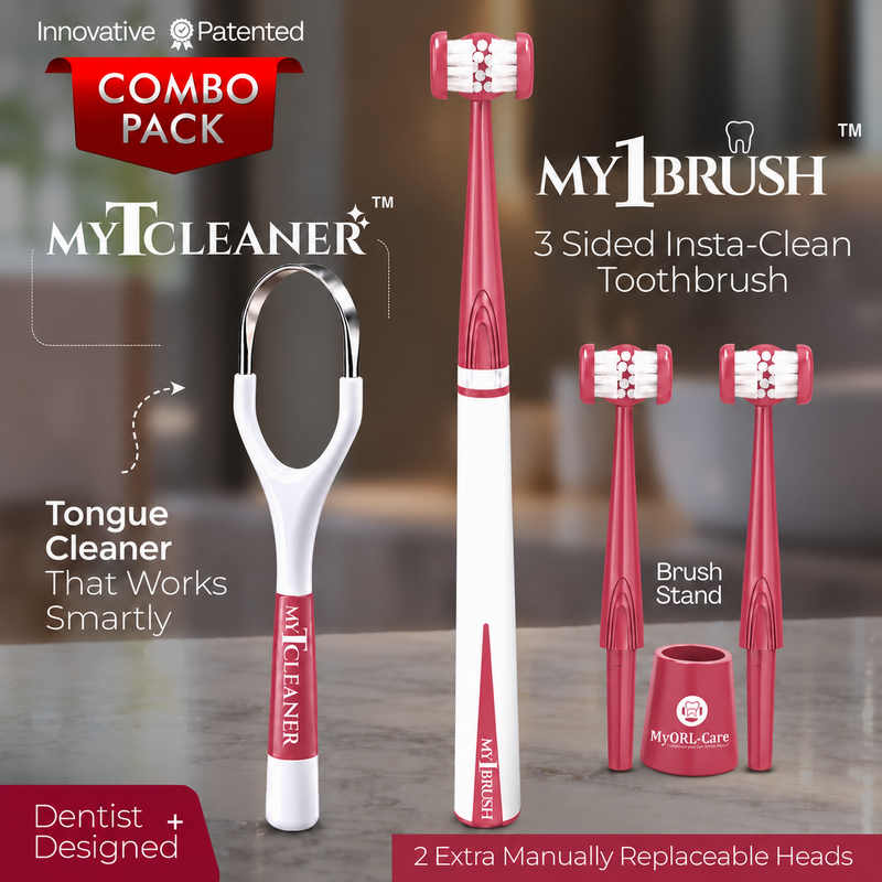 My1Brush + MyTCleaner Oral Care Combo | Toothbrush + Tongue Cleaner