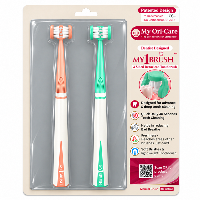 My1Brush Couple Pack | 3-Sided Toothbrushes