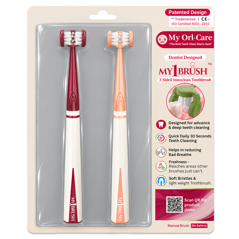My1Brush Couple Pack | 3-Sided Toothbrushes