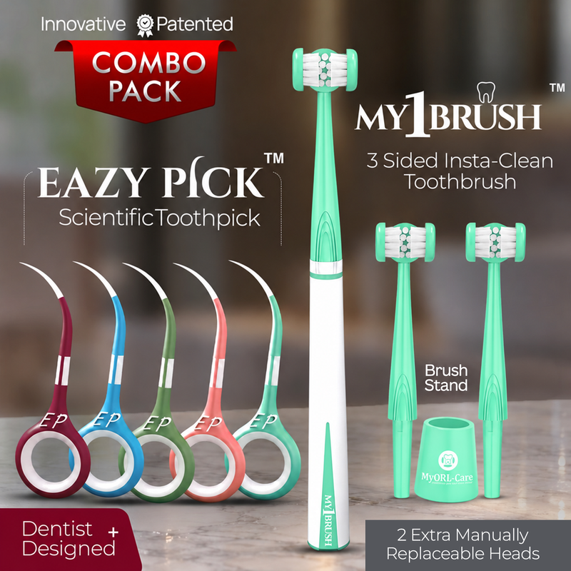 My1Brush + EazyPick Oral Care Combo | Toothbrush + Interdental Pick