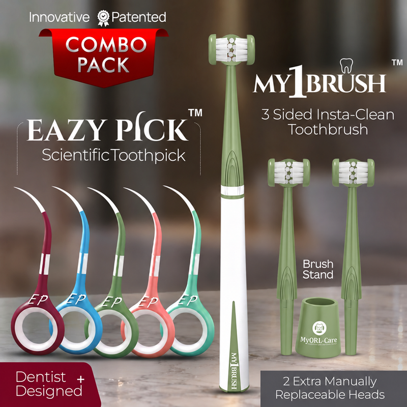 My1Brush + EazyPick Oral Care Combo | Toothbrush + Interdental Pick
