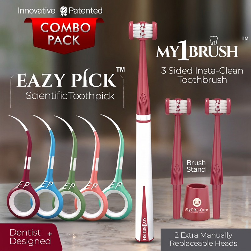 My1Brush + EazyPick Oral Care Combo | Toothbrush + Interdental Pick
