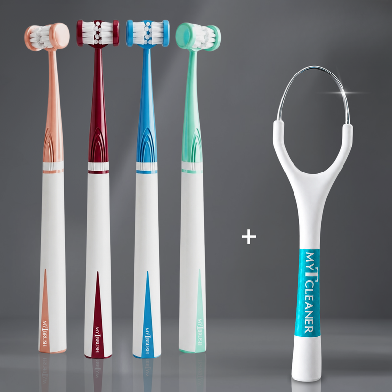 My1Brush Family Pack (4 Soft Bristle Brushes) + Free Tongue Cleaner | Super Saver Pack