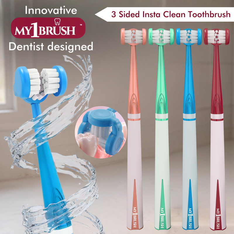 My1Brush Family Pack (4 Soft Bristle Brushes) + Free Tongue Cleaner | Super Saver Pack