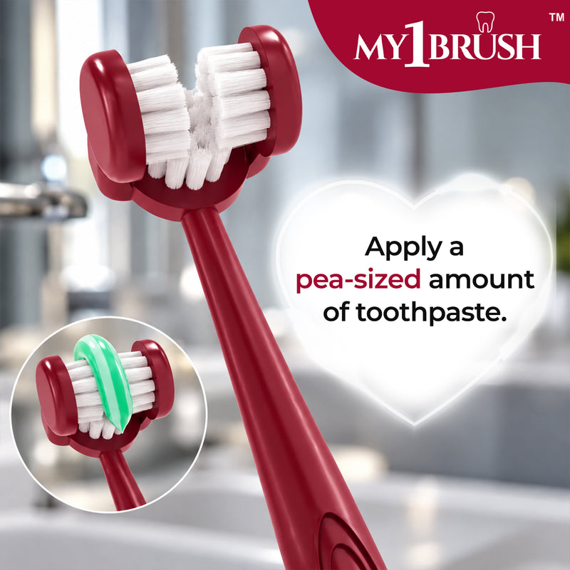 My1Brush 3-Sided Toothbrush | Insta-Clean, Soft Bristles, 1-Year Pack | Includes 2 Replacement Heads