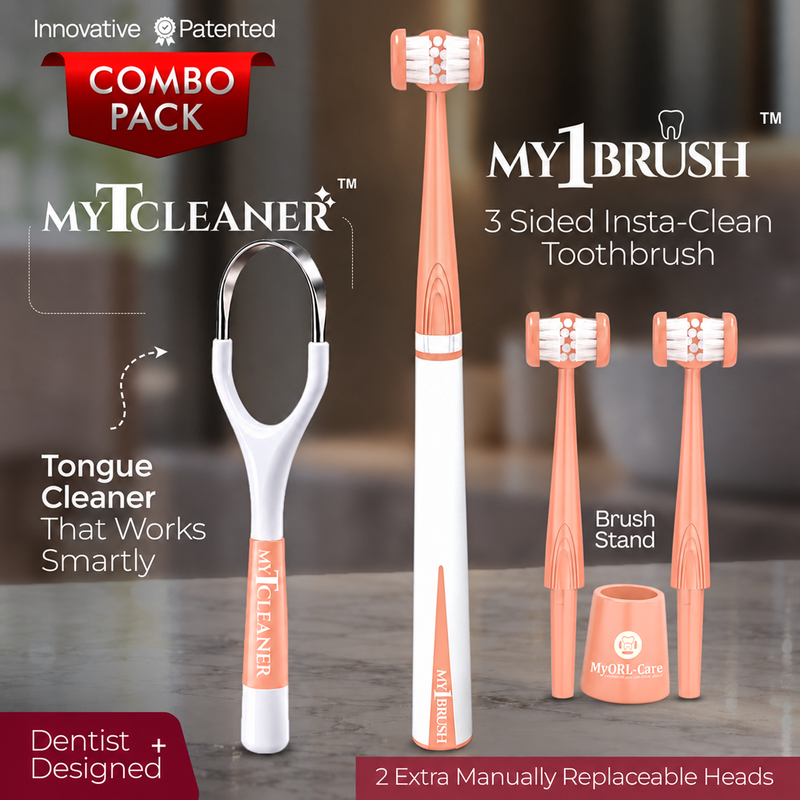 My1Brush + MyTCleaner Oral Care Combo | Toothbrush + Tongue Cleaner