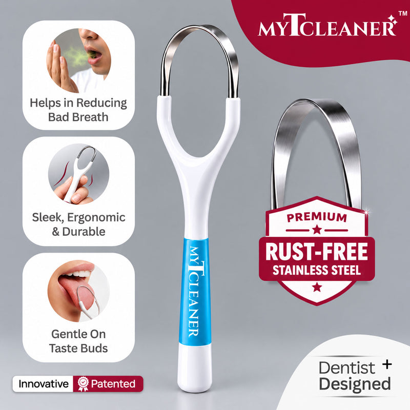 MyTCleaner Premium Stainless Steel Tongue Cleaner | Smart & Rust-Free Design | Combo Pack